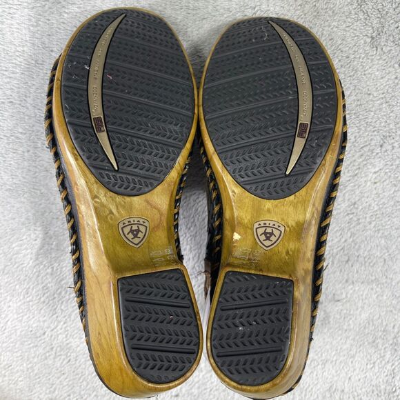 Ariat Sandals Womens Size 9B Del Ray Leather Wood Heels Black Brown 10007643 - Picture 12 of 16